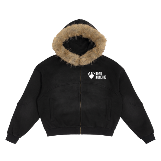 Hunchoo Gang Records Black Sun Fade Fur Hoodie
